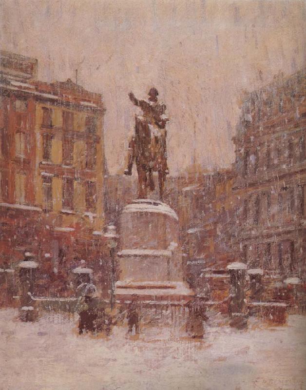 Theodore Robinson Union Square in Winter oil painting picture